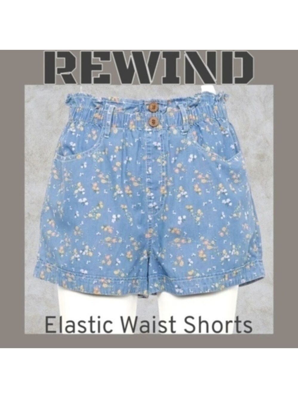 REWIND Junior's Elastic Waist Shorts In Blue